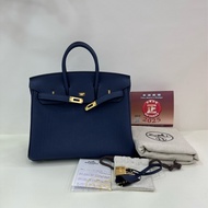 Hermes 愛馬仕Birkin25海軍藍金扣，Togo皮W刻，閒置新有購證