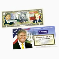 [HCM]Tiền kỷ niệm 2 USD in màu tổng thống Donald Trump in hình Tổng thống Donald Trump mạ vàng bằng 