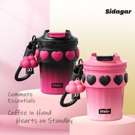 Sidagar Cold coffee cup12.8Ounce - Stainless Steel316L |   Stay Cool for Long Time |    Heart-shaped