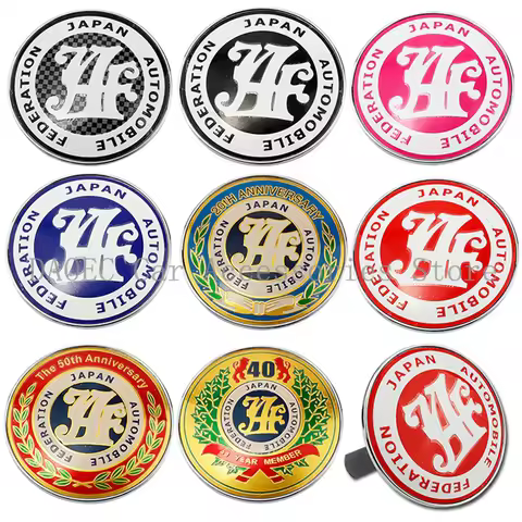 Car 3D Metal Front Grill Badge Emblems Decals Sticker For JAF Japan Automoblie Federation 20th 40th 