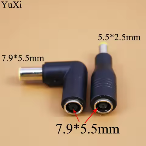 7.9x5.5mm female to7.9 x 5.5mm 5.5*2.5mm /5.5 x 2.5male DC Power Connector Adapter Laptop 90 Degrees
