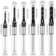 4/6PCS Square Hole Drill Woodworking Drill Bit Hss Twist Square Hole Drill Bit 6.4-16mm Spiral Morti