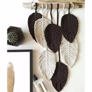 HITAM PUTIH Macrame Decoration 7 Black and White Leaves (Monochrome)
