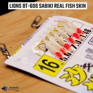 LIONS BT-606 SABIKI REAL FISH SKIN Apollo Fishing Hook Perambut Sabiki Kulit Ikan Putih Fishing Rig