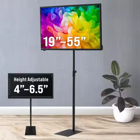 Extra Tall TV Stand Computer Monitor Floor Stand for 1955 inch LCD LED Panel Loadable 77 lbs 360 Deg
