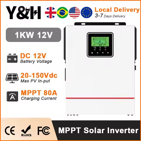Y&H 1KW Hybrid Solar inverter 12V 220V Pure Sine Wave Hybrid Inverter Built in MPPT 80A Solar Charge
