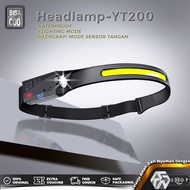 CAHAYA Headlamp Flashlight USB Sensor LED Light COB-YT200
