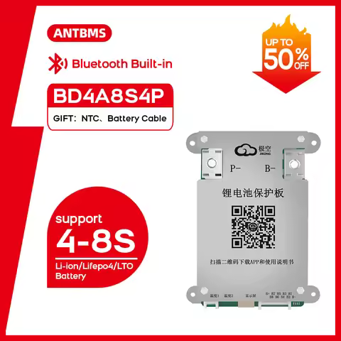 JK Smart BMS JK-BD4A8S4P Active BMS 4S 5S 6S 7S 8S Li-ion Lifepo4 LTO 12V 24V Batteries 0.4A Balance