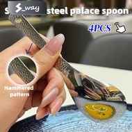 4pcs New Stainless Steel Spoon Japanese Soup Spoon Creative Hammer Shaped Spoon Eating Spoon Bibimba