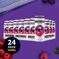 Brothers Un-Berrylievable Cider w Raspberry & Blackcurrant - Case of 24 x 330ml Cans [Natural & Low-