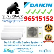 Daikin iSmile Eco Series System 4 Aircon (R32) MKM85VVMG / CTKM25VVMGx3 + CTKM50VVMG x1