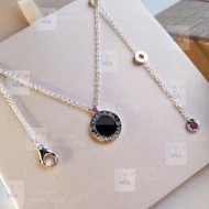 BVLGARI.s Save the Children 慈善款黑陶瓷雙面圓盤 瑪瑙 項鍊 男女同款情侶款