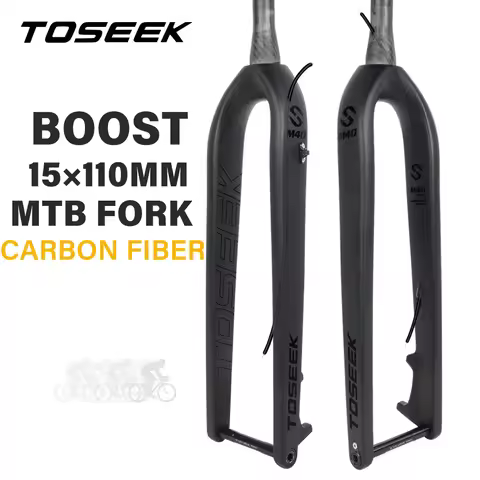 TOSEEK MTB Thru Axle Boost Fork 15*110mm Full Carbon Fiber Bike Front Fork 27.5/29" Rigid Bicycle Fo
