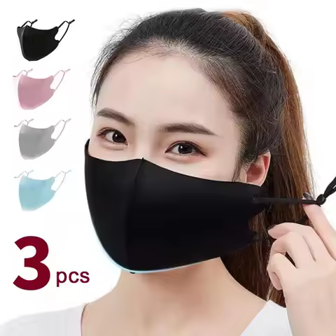 3Pcs 3D Breathable Mask Washable Ice Silk Face Mouth Mask Anti Dust Filter Mouth-muffle Haze Dust Pr