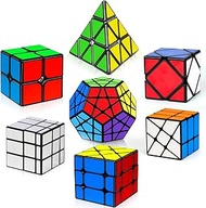 AuntyFey 7 Pack Speed Cube Set, Magic Cube Set Includes Speed Cube 2x2, 3x3, 4x4 Speed Cube, Pyramid