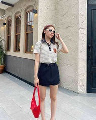 BRITT NAVY SPENDEX POLO TOP