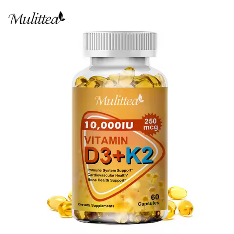 Mulittea Vitamin D3+K2 Capsules Help Regulate Calcium Metabolism Promote Heart Bone Teeth and Skin H