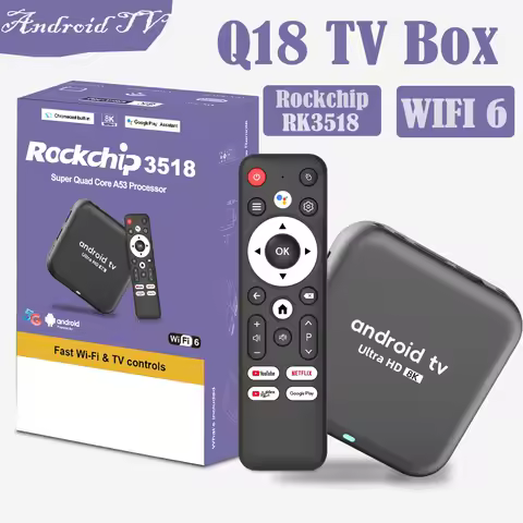Rockchip RK3518 Android 14 TV Box Q18 Smart TV Box 8K Google Assistant Netflix Multimedia Player 2.4