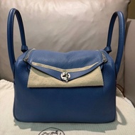 Hermes Lindy 30銀扣瑪瑙藍拼海鷗灰C刻印 2018