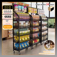 Rak Kedai Runcit Murah Rak Pameran Makanan 5 Tingkat dengan Roda Rak Supermarket & Kedai Runcit