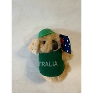 Australia Soft Koala Souvenir with Green Cap and Vest hold Australia flag