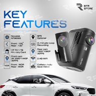 โปรพิเศษ !!!  ( พร้อมส่ง ) กล้องติดรถยนต์ 2 กล้อง Auto Sight T2  หน้า 2K + หลัง Full HD 1080P  WiFi 