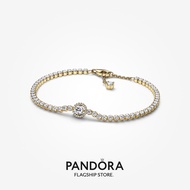 Pandora 14k Gold Plated Sparkling Halo Tennis Bracelet