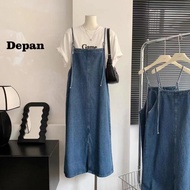Terbaru 【Real Pict】Overall Dress Jeans Jumbo Midi Dress Denim Rok