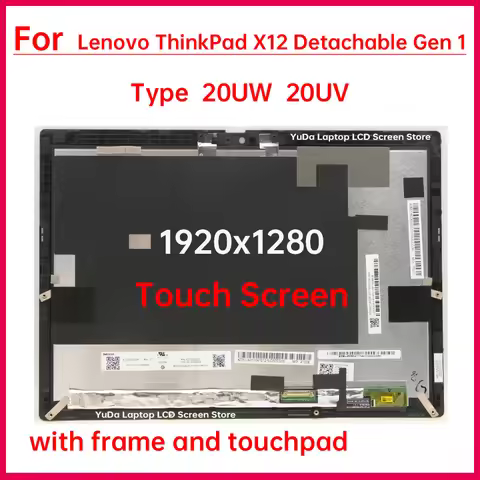 12.3" Touch Screen For Lenovo ThinkPad X12 Detachable Gen 1 Type 20UW 20UV LCD Display Digitizer+Wit