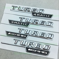 A Pair TURBO 4MATIC Emblem/AMG TURBO Logo Side Fender Sticker For Mercedes-Benz
