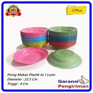 Piring Makan Plastik Ukuran 9 Inchi Warna Warni ( Harga 1 Lusin )