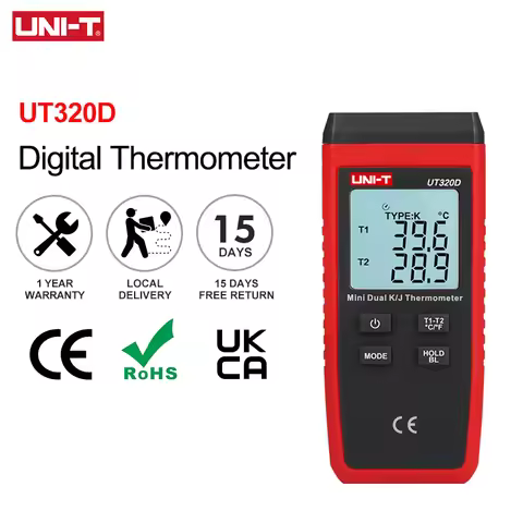 UNI-T UT320D K/J Thermocouple Thermometer UT320A Mini Digital Temperature Meter -50~1200℃ Contact Ty
