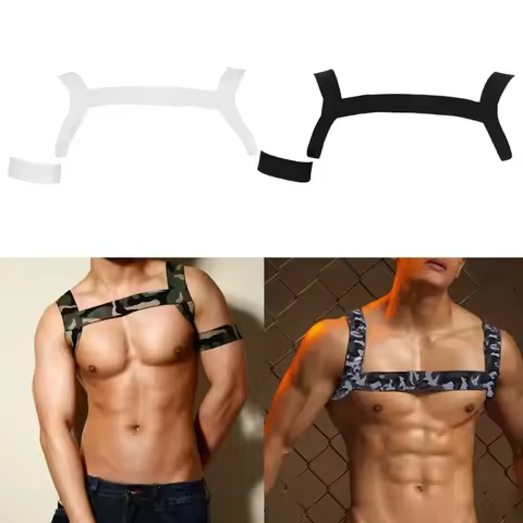 Mens Shoulder Strap Chest Harness Lingerie Camouflage Printed Elastic Halter Bel
