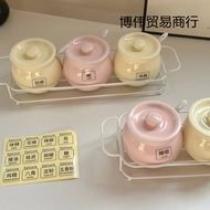 Cute Ceramic Seasoning Jar Chili Oil Jar Vinegar Bottle Set Salt Shaker Oil Splash Spicy Jar Bottle 