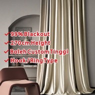 RENEOS 99% Blackout Curtain 270cm Height Langsir 270cm Labuh Langsir Sliding Door 3 Panel Langsir La