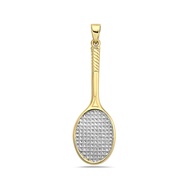 PORI JEWELERS 14K Two Toned Gold Diamond Cut Tennis Racket Pendant Fine Jewelry Best Gift For Women 