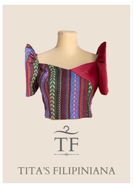 Modern Filipiniana Ethnic Top and Overlap Skirt Maroon