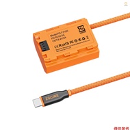 ZGCINE PD-LPE6 Type-C to LP-E6NH Dummy Battery with Braided Wire DC Coupler Accessory for Canon R/R5