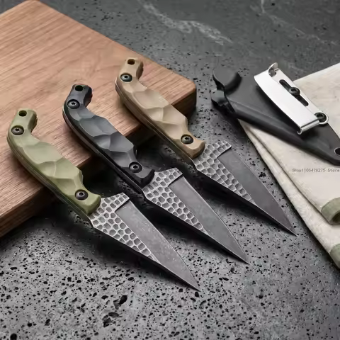 Compact Daily Cutting Straight Knife Sturdy 8Cr13Mov Blade Comfort FRN Handle Equipped Sheath Home F