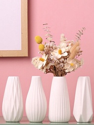 1入組花瓶裝飾家居,白色陶瓷花盆,北歐風格花瓶,創意山茶花裝飾品,適用於客廳臥室家居裝飾