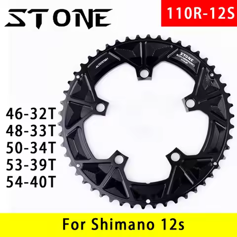 Stone 110bcd Double Chainring for Shimano 12S 5 Bolts Crank 12 Speed Road Bike Round 46 32t 52 36T 5