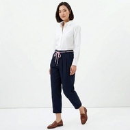 Portland Women กางเกง 5 ส่วน สีกรมท่า / Classic Navy Cropped Pants with Rope Belt (Navy)
