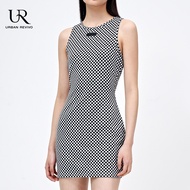 URBAN REVIVO Womens dress Printed Sleeveless Sheath Dress Refined Ponte Knit Sheath Dress - Honeycomb Print