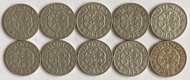 C225 , Koin Indonesia, th 1955 garuda 25 sen , 10 keping terpakai VF
