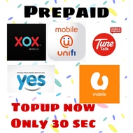 RM10 TUNETALK/XOX/UMOBILE/UNIFI/YES PREPAID INSTANT DIRECT TOPUP MURAH MURAH