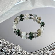 優雅龍族後裔水晶手鍊 - 醫療鋼/綠龍晶/綠碧髮晶/拉長石/白月光