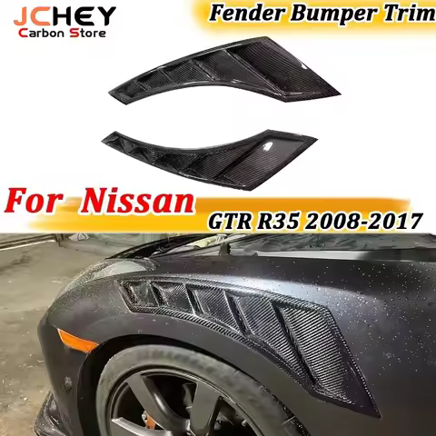 Real Carbon Fiber Front Bumper Fender Air Vent Decoration for Nissan GTR R35 350Z 370Z Z33 Z34 2008-