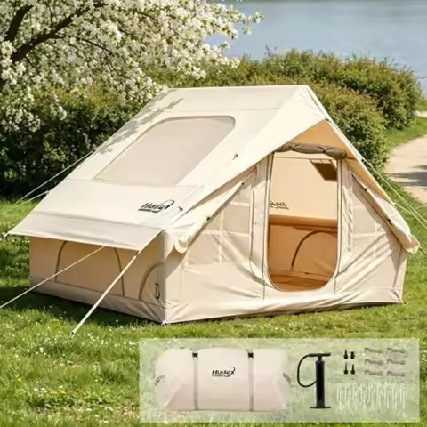 Inflatable Tent for Camping 4-6 Person, Oxford Waterproof Fabric, Gray-Black, Quick Setup in 5 Minut