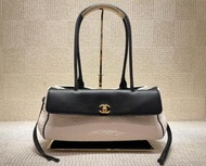 Chanel 26s 法棍包 tweed black 帆布 拼色 黑白 白布 east west Small shopping bag 毛呢