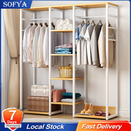 Sofya Cloth Wardrobe Cabinet with Hook Hanger Metal Wardrobe Storage Almari Rak Baju Clothes Rack Multipurpose MDF Clothes Penyidai Baju Rak 衣帽架